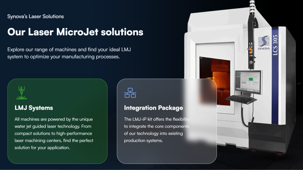 Synova LCS 305 laser microjet system with integrated control console and water jet guided laser technology setup
