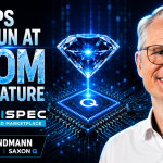 Marius Grundmann, Co-Founder & CEO of SAXON Q, with diamond chip on circuit board representing room-temperature AI processor technology